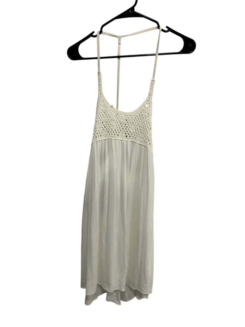 Roxy Crochet Sleeveless Scoop Neck Cover Up Dress White Sz Large Boho Beach